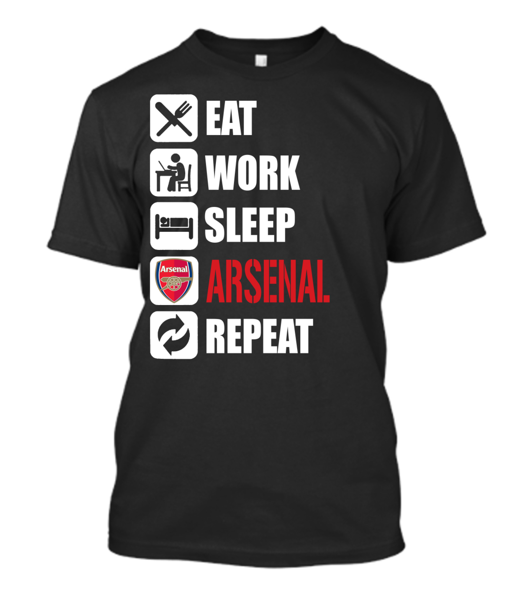 Eat Work Sleep Arsenal Repeat T-Shirt