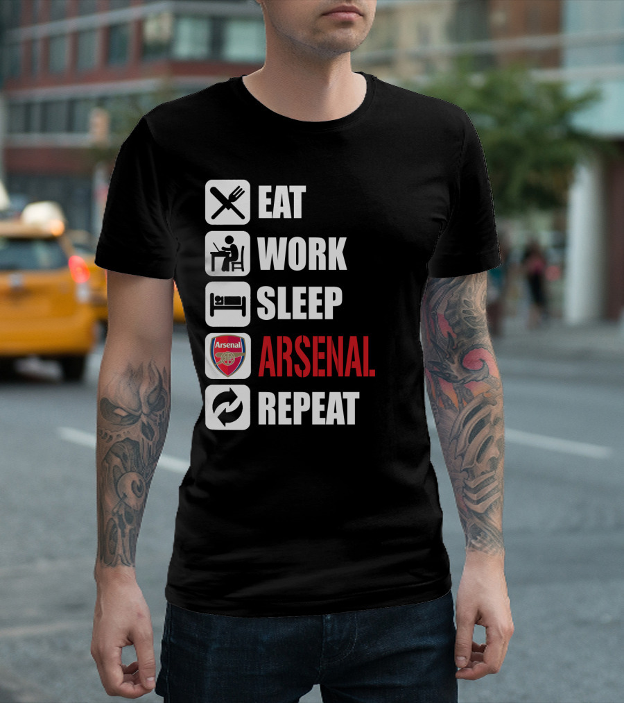 Eat Work Sleep Arsenal Repeat T-Shirt