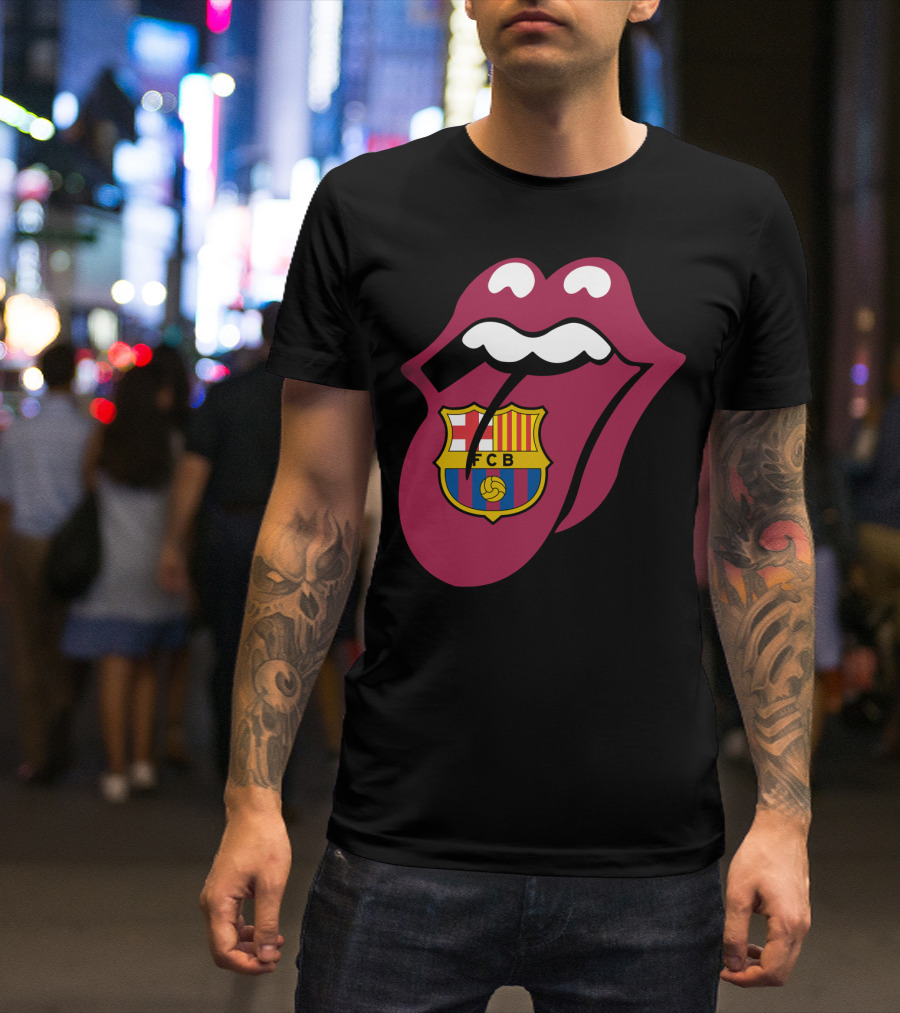Barcelona Fcb Rolling Stones Logo Fusion T-Shirt