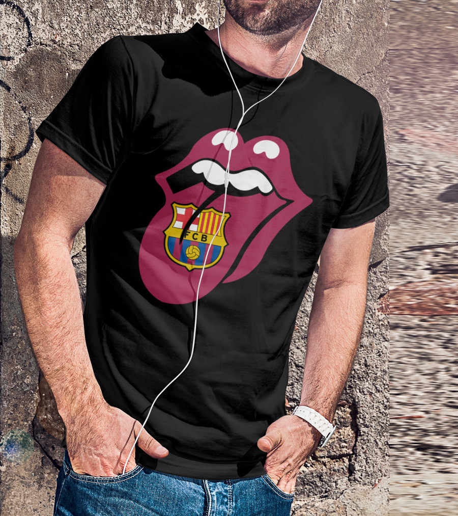 Barcelona Fcb Rolling Stones Logo Fusion T-Shirt