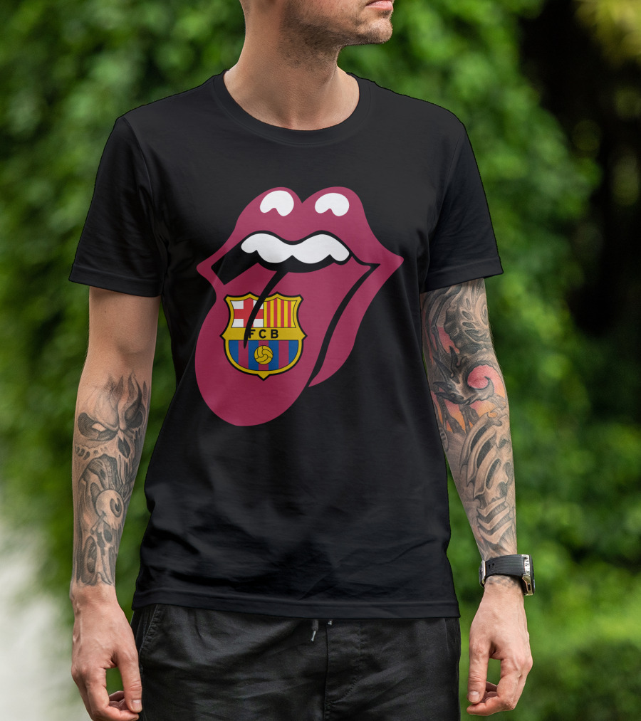 Barcelona Fcb Rolling Stones Logo Fusion T-Shirt