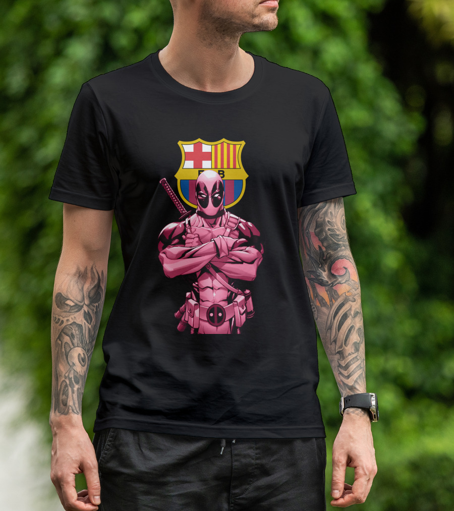 Barcelona Deadpool Fc Crest Crossover T-Shirt