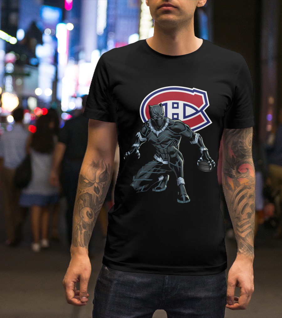 Montreal Canadiens Black Panther Crossover Hockey T-Shirt