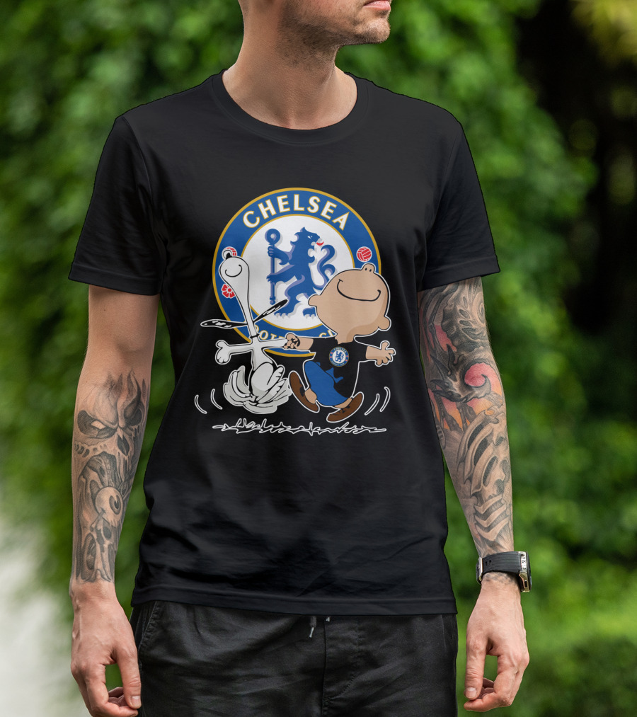 Chelsea Blue Lion Dancing Peanuts Characters T-Shirt