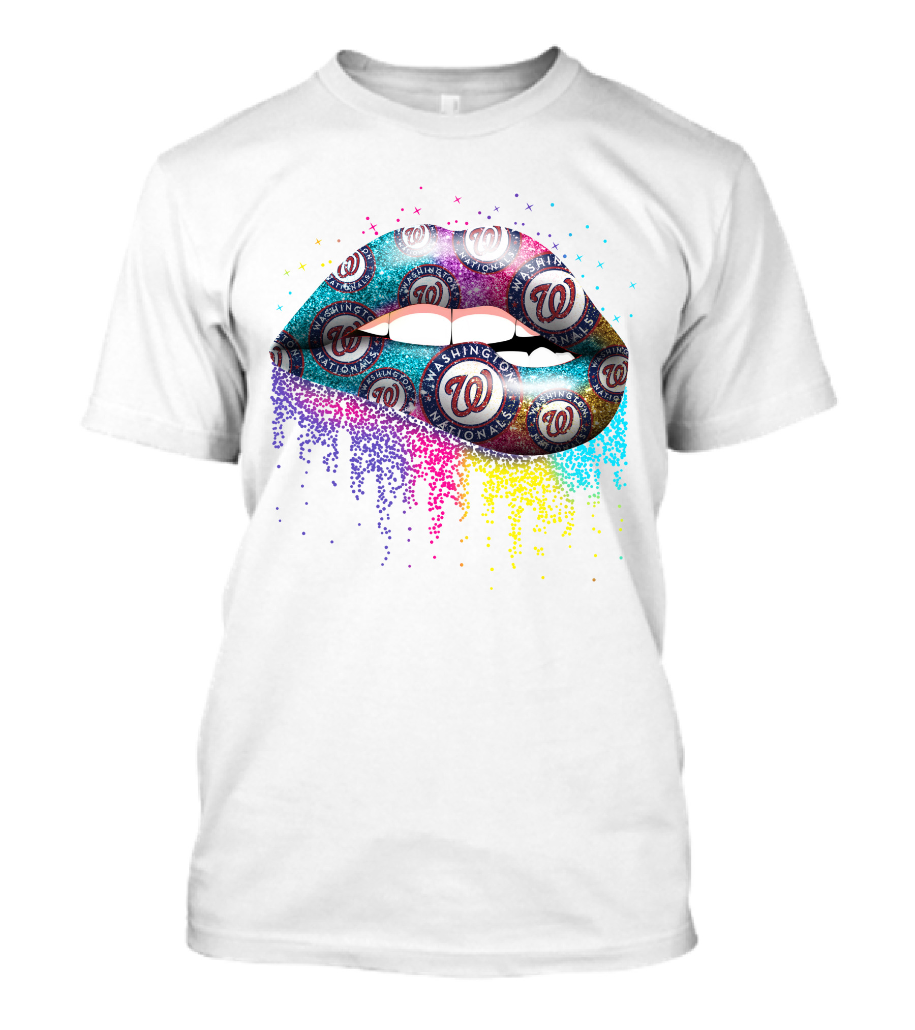 Washington Nationals Colorful Lips Logo T-Shirt