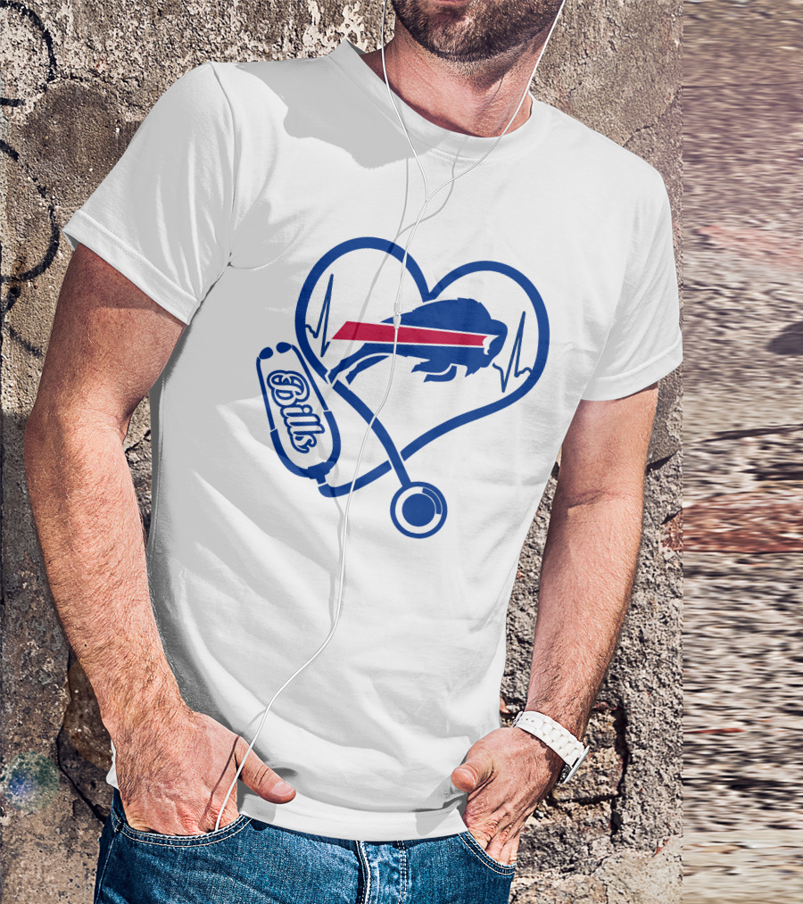 Nurse Heartbeat Stethoscope Buffalo Bills T-Shirt