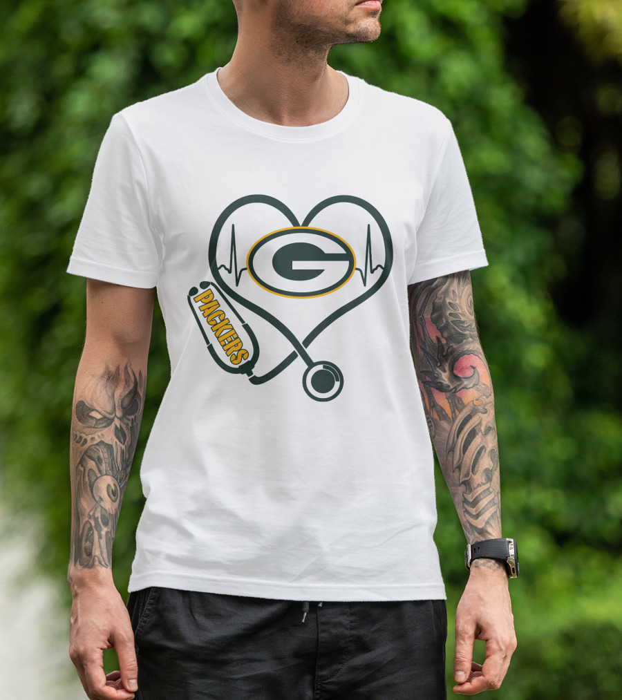Nurse Heartbeat Packers Stethoscope T-Shirt