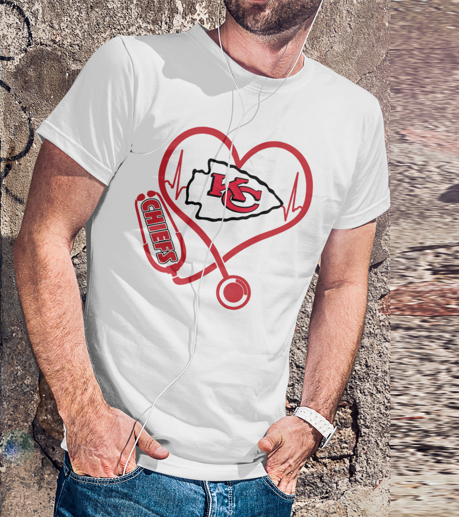 Kansas City Chiefs Stethoscope Heartbeat Nurse Chiefs T-Shirt