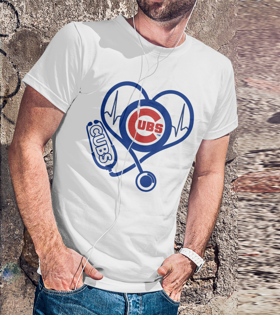 Cubs Heartbeat Stethoscope Nurse Love T-Shirt