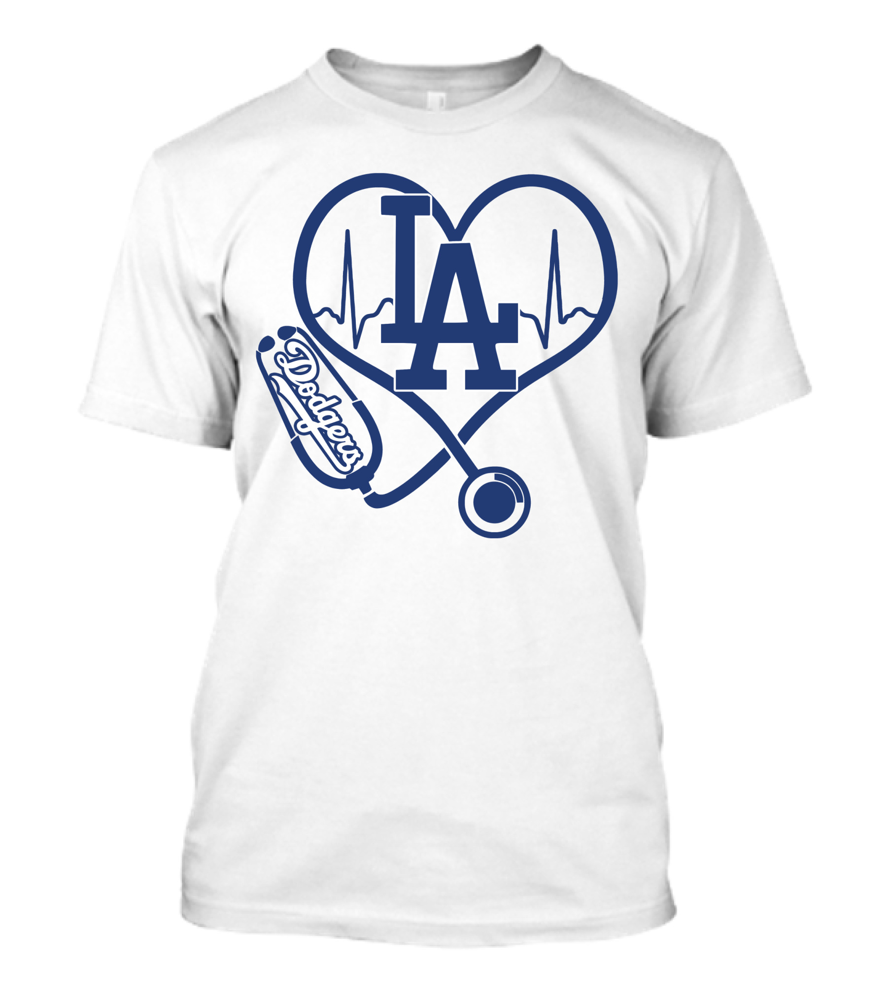 Nurse Love LA Heartbeat Dodgers Stethoscope T-Shirt