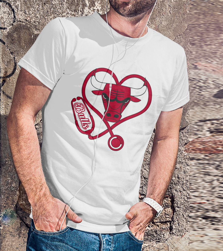 Nurse Love Bulls Stethoscope Heart T-Shirt