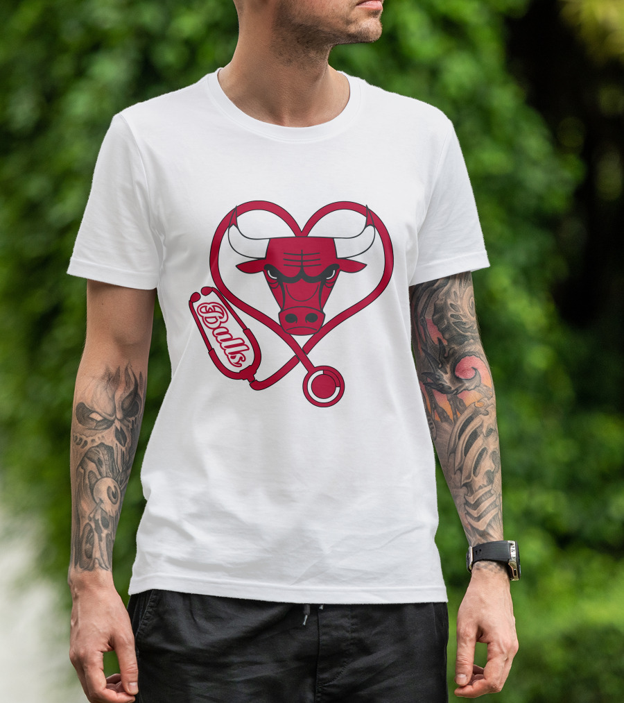 Nurse Love Bulls Stethoscope Heart T-Shirt