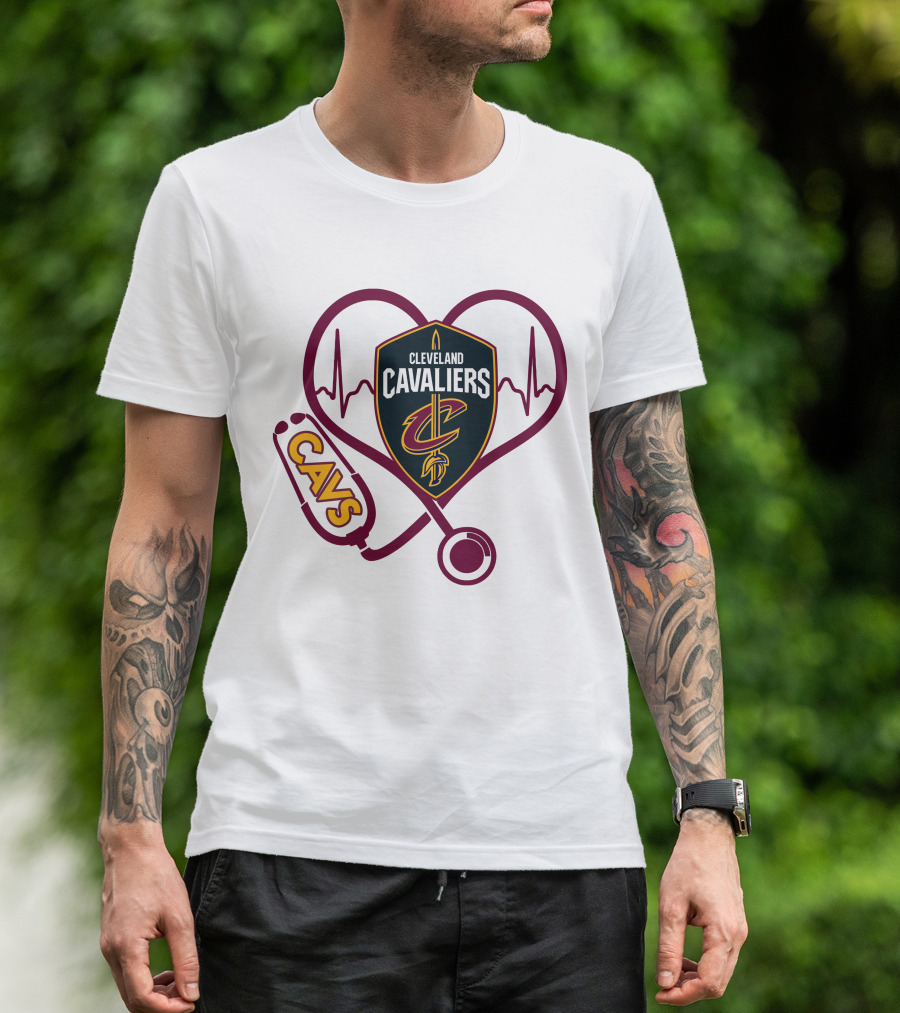 Cleveland Cavaliers Nurse Love Cavs Heartbeat Stethoscope T-Shirt