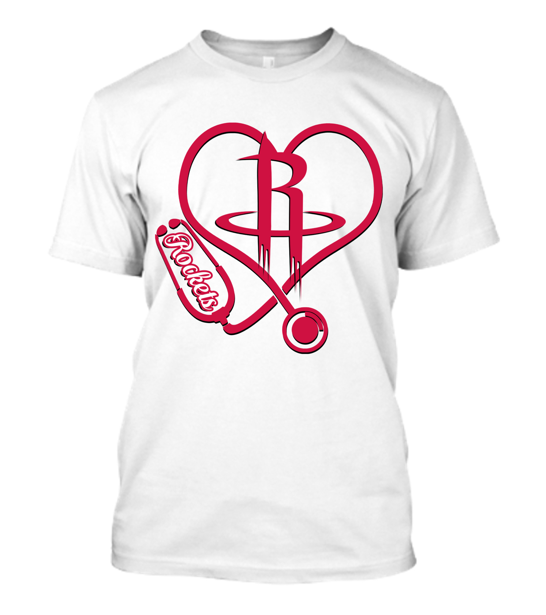 Nurse Heart Houston Rockets Logo Stethoscope T-Shirt