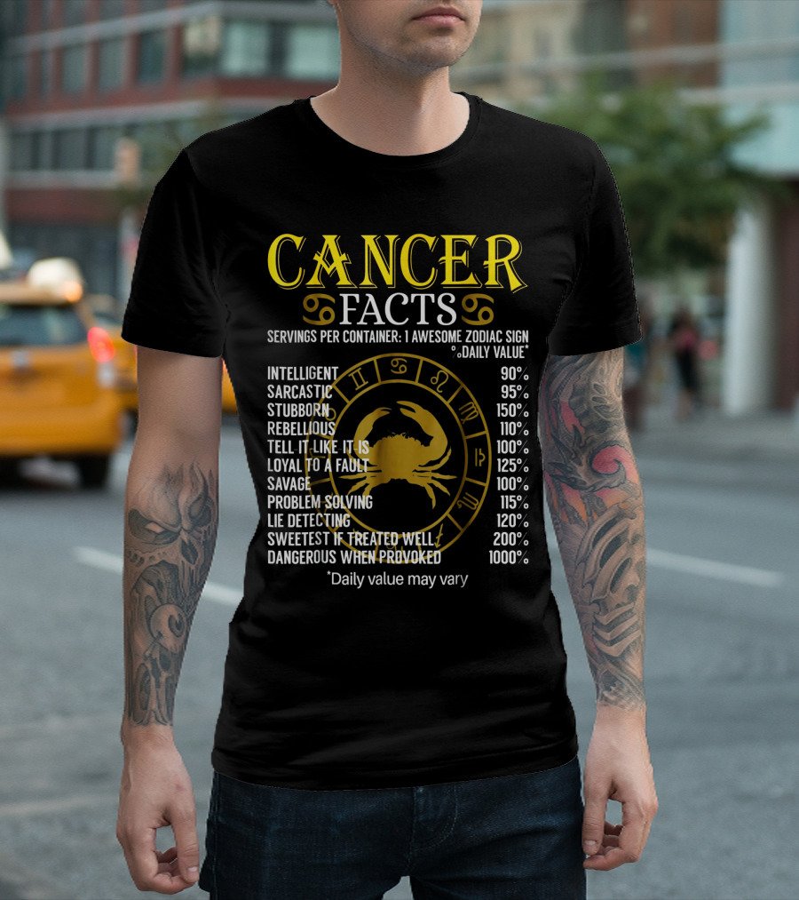 Cancer Zodiac Facts Intelligent Sarcastic Stubborn Rebellious Loyal Savage Problem Solving Lie Detecting Sweetest Dangerous T-Shirt
