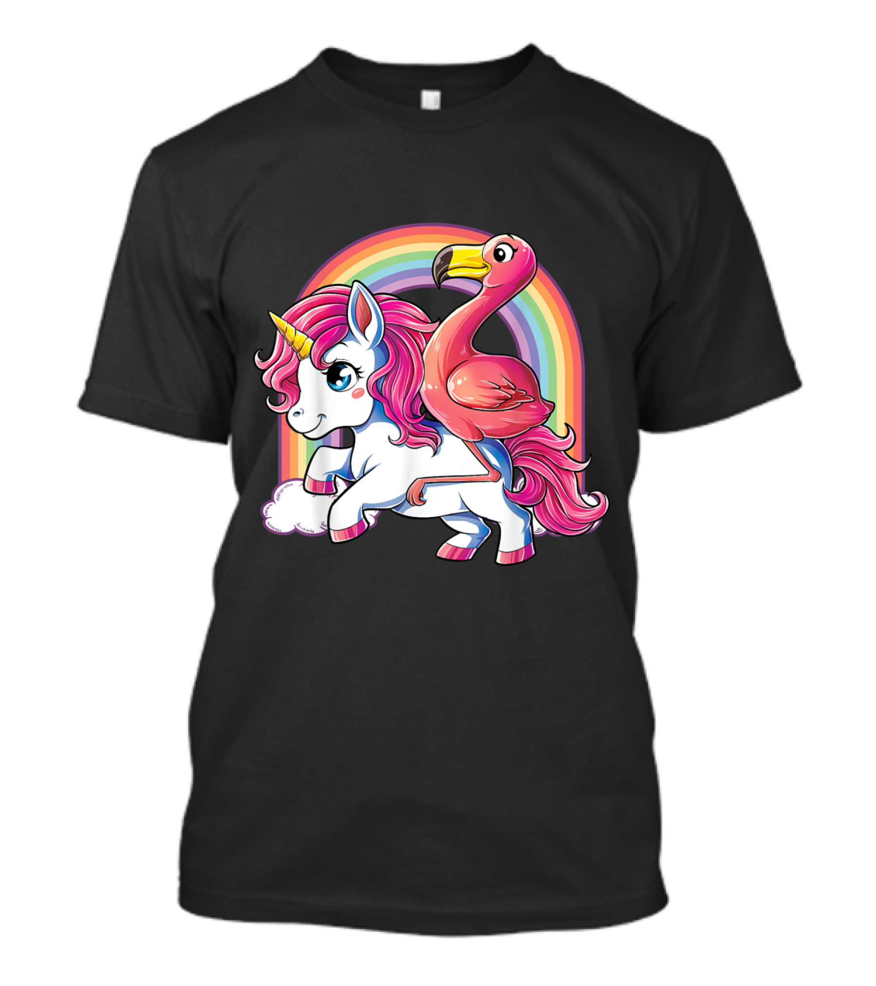 Pink Flamingo Unicorn Bird Lovers Squad Rainbow Cute Fantasy T-Shirt