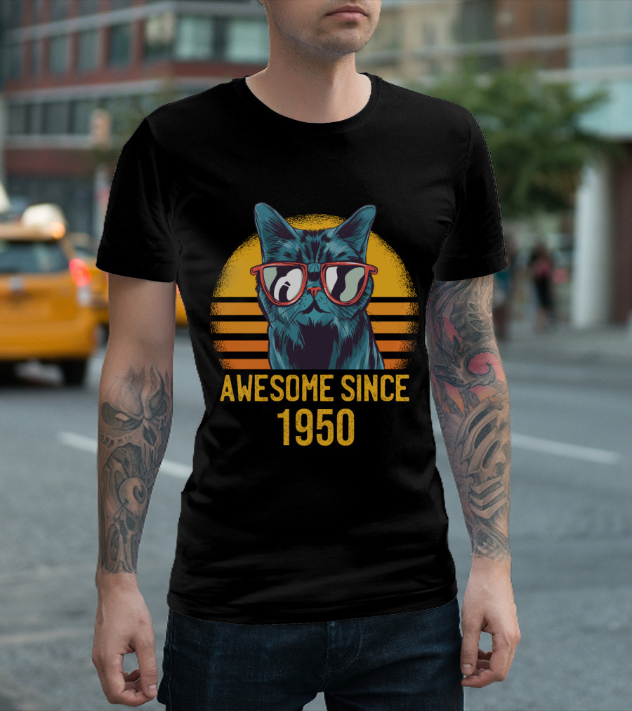Awesome Since 1950 Best Cat Dad Ever T-Shirt