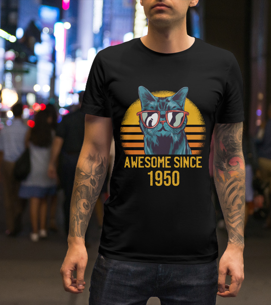 Awesome Since 1950 Best Cat Dad Ever T-Shirt