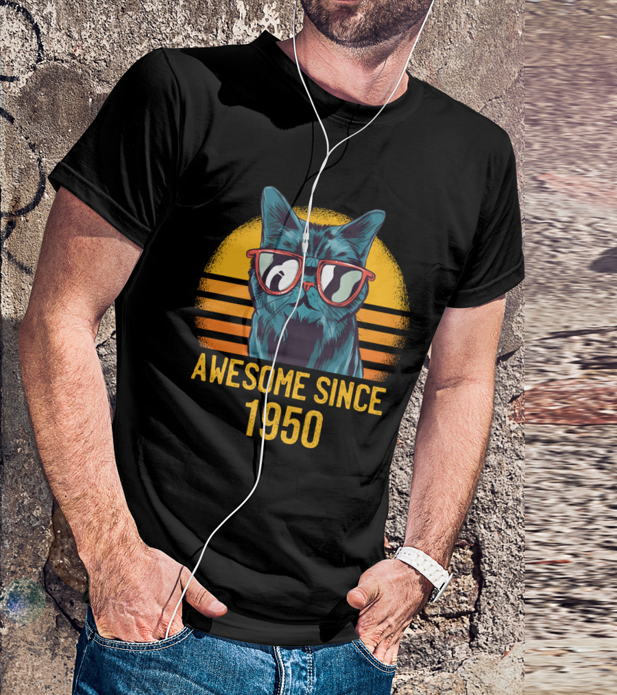 Awesome Since 1950 Best Cat Dad Ever T-Shirt