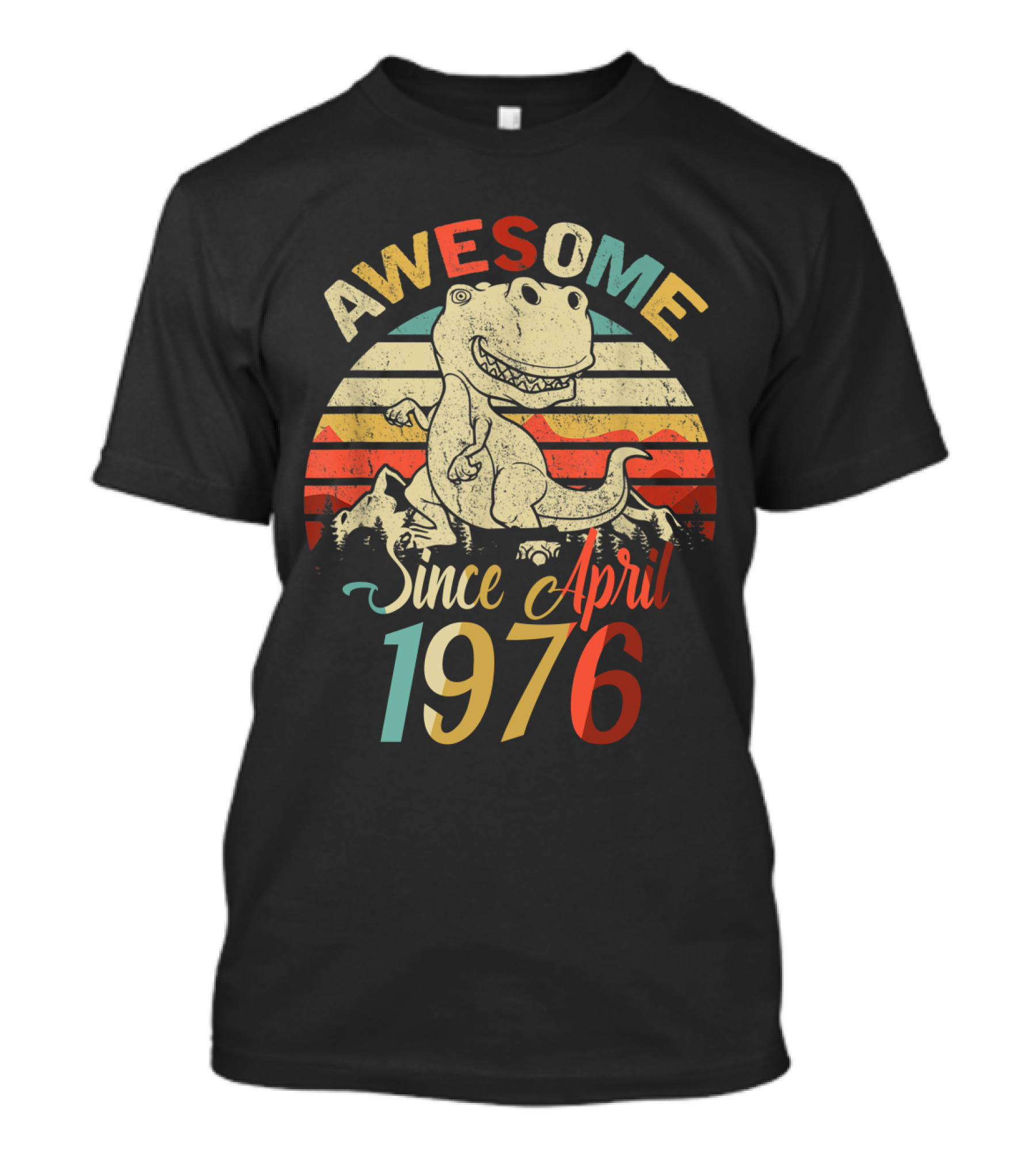 Awesome Since April 1976 Vintage Dinosaur Retro T-Shirt