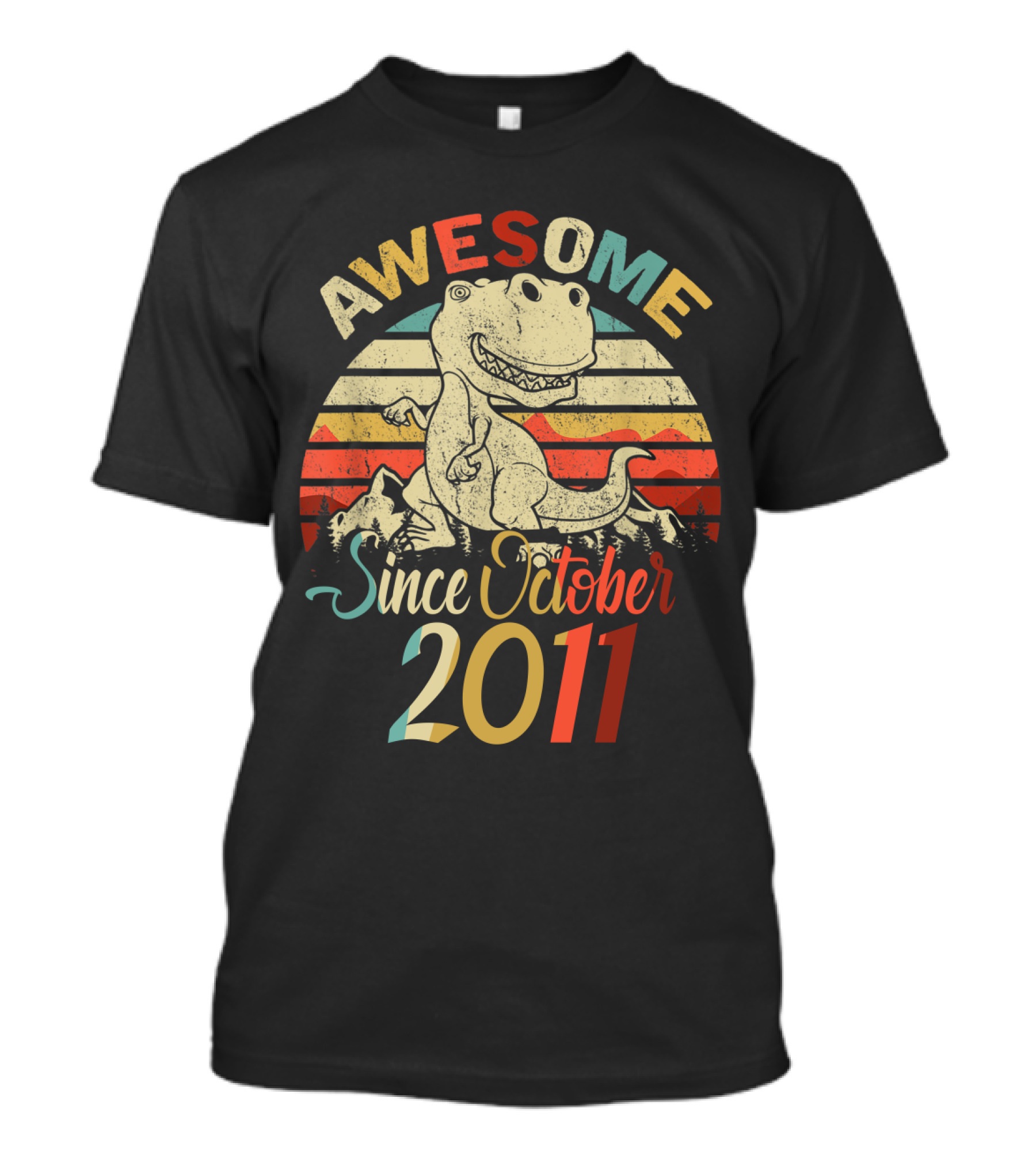 Awesome Since October 2011 Vintage Dinosaur T-Shirt