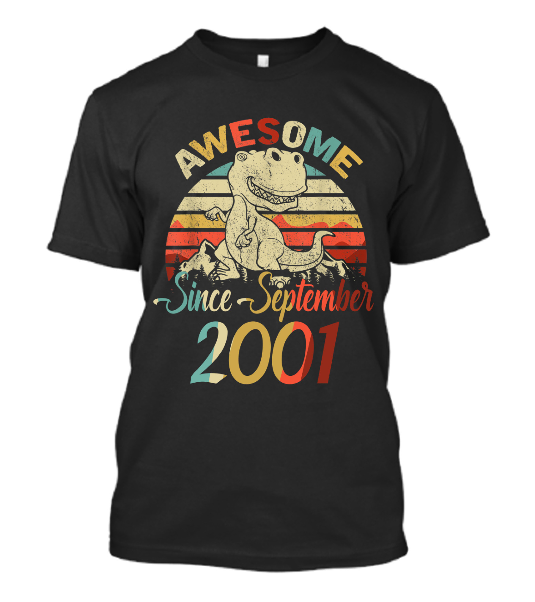 Awesome Since September 2001 Vintage Dinosaur T-Shirt