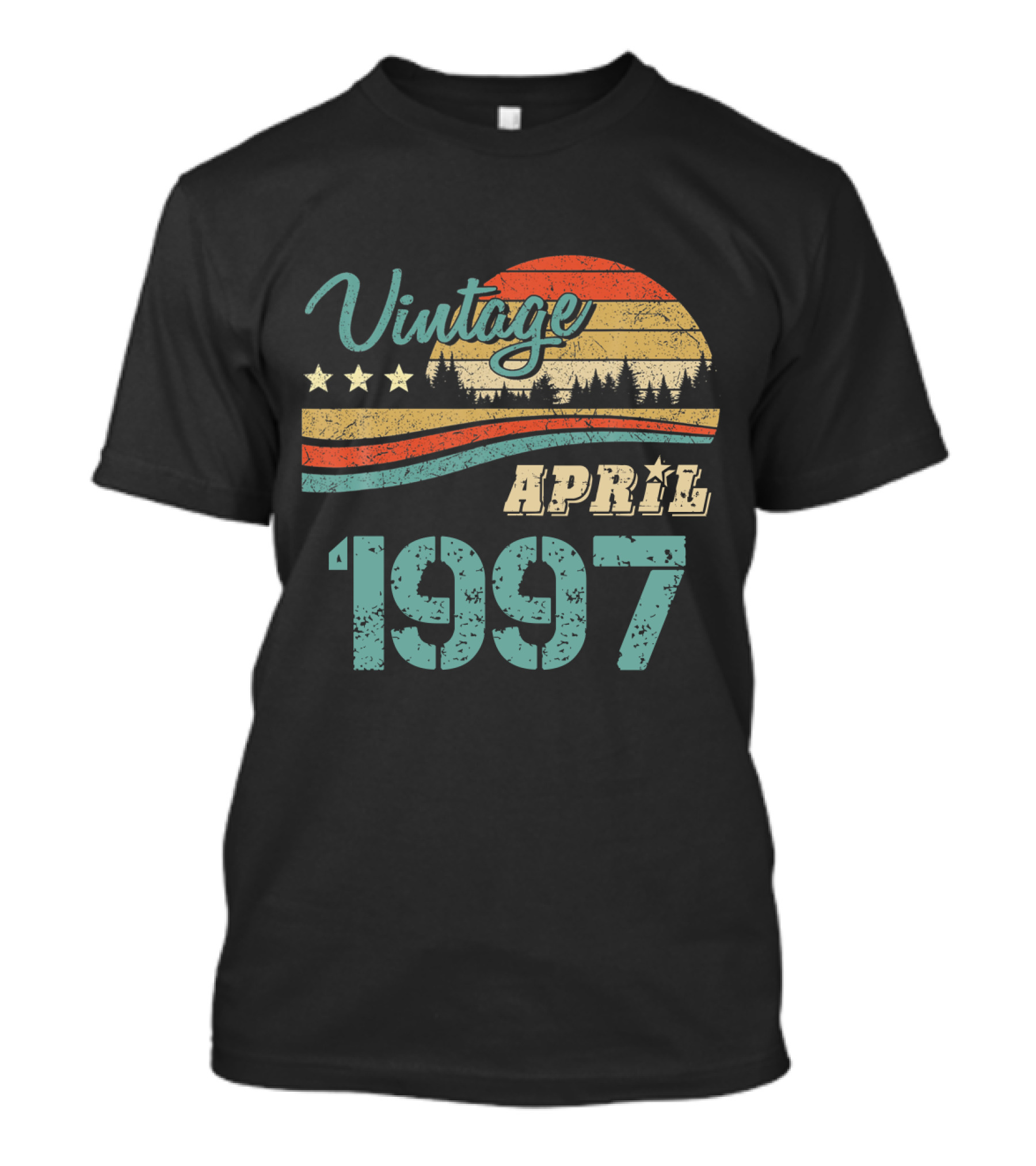 Vintage April 1997 Retro Sunset Pines Forest T-Shirt
