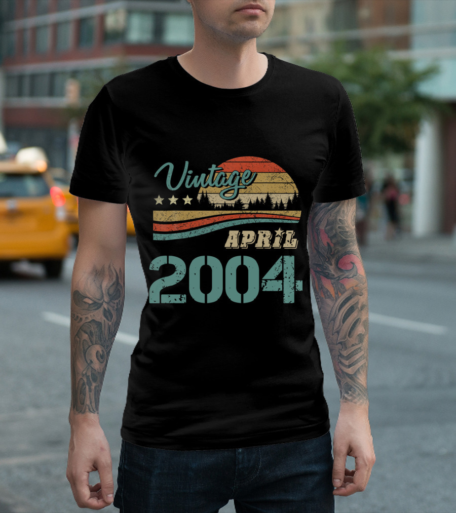 Vintage April 2004 Retro Sunset Forest Scene T-Shirt