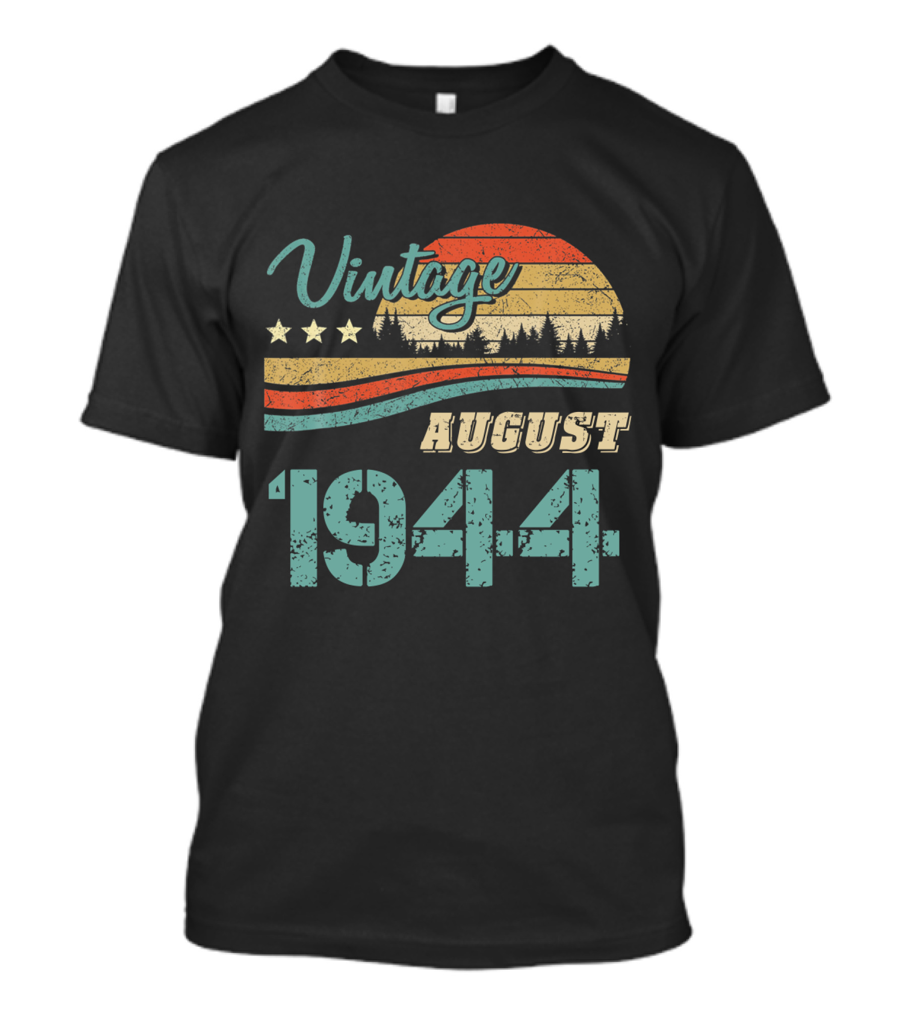 Vintage August 1944 Retro Sunset Forest T-Shirt