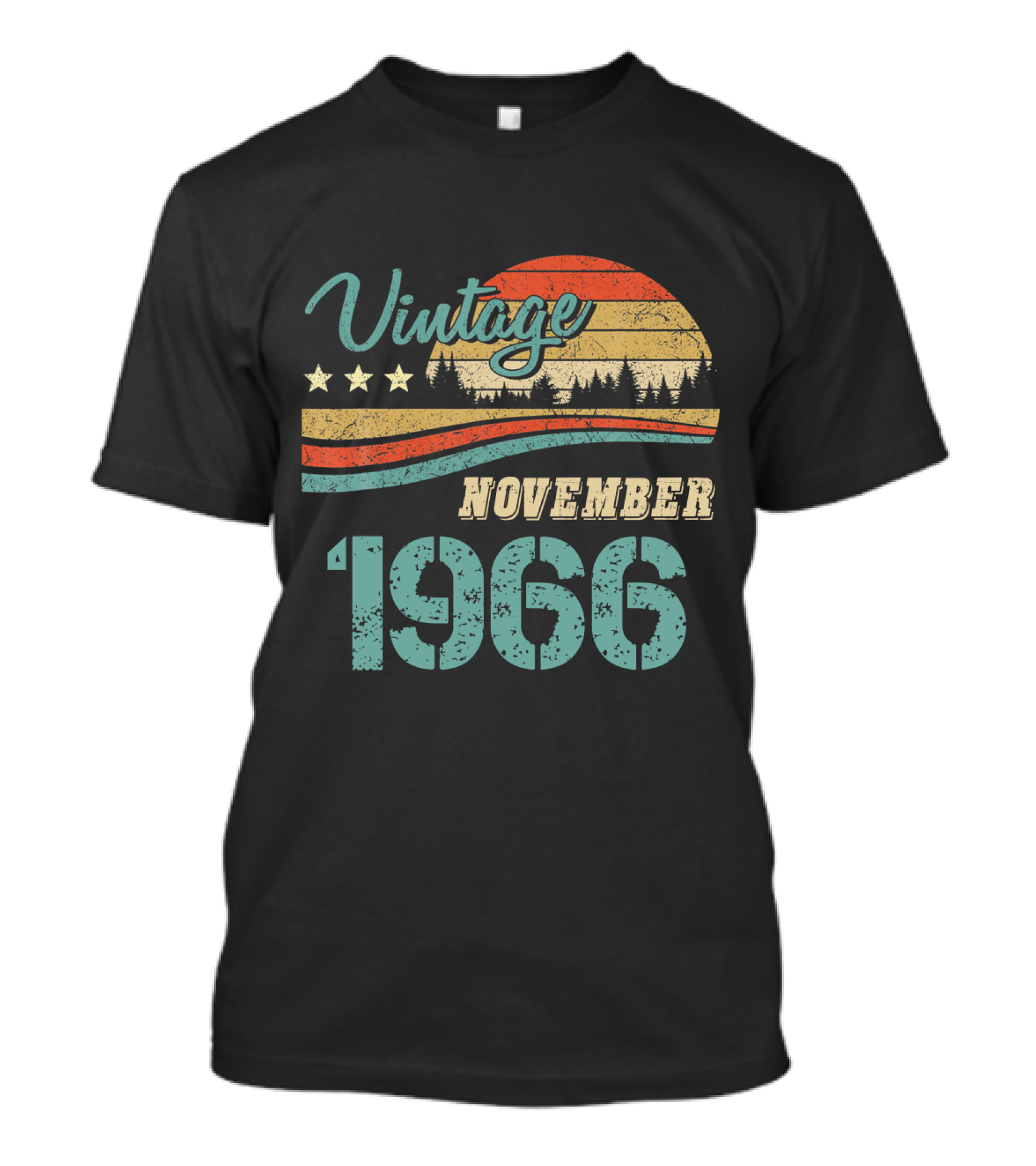 Vintage November 1966 Retro Sunset Forest T-Shirt
