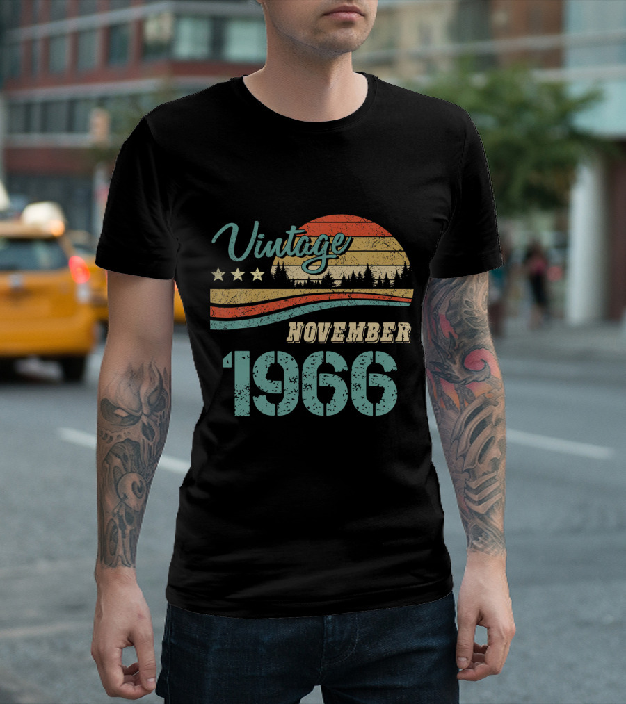 Vintage November 1966 Retro Sunset Forest T-Shirt