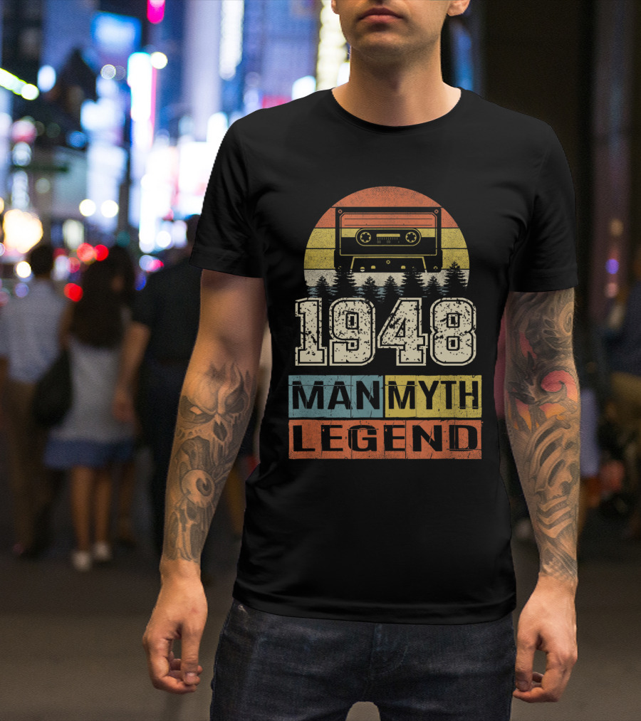 1948 Vintage Man Myth Legend Cassette Tape Forest Retro T-Shirt