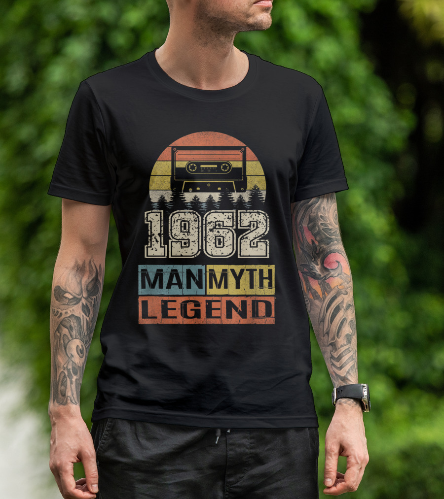 1962 Vintage Cassette Man Myth Legend Retro Sunset T-Shirt