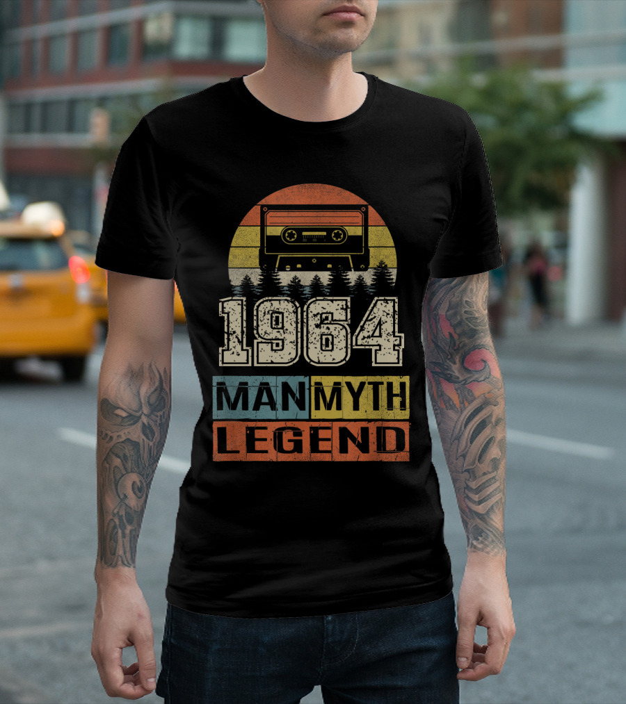 1964 Vintage Cassette Man Myth Legend Retro Sunset T-Shirt