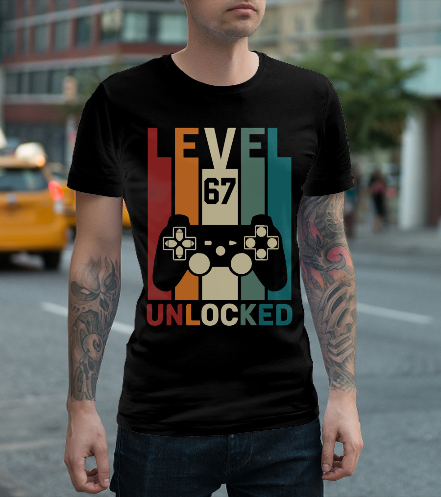 Level 67 Unlocked Video Game Controller T-Shirt