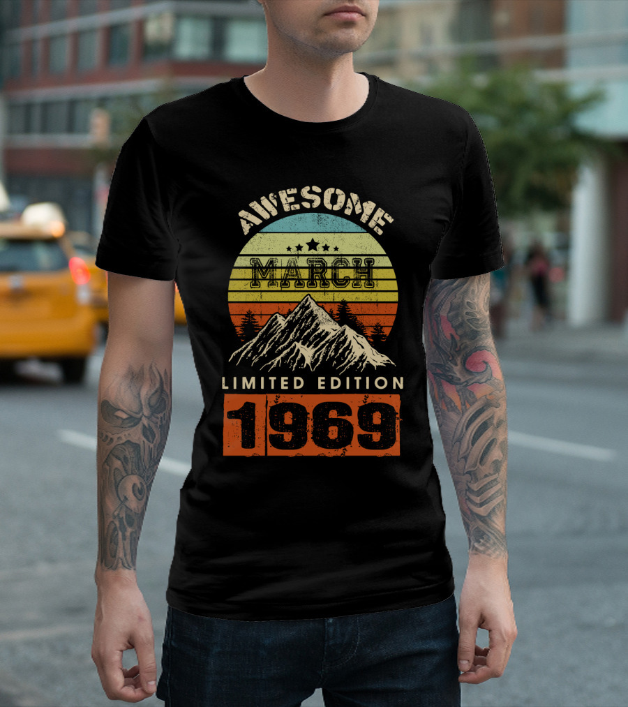 Awesome March 1969 Vintage Birthday T-Shirt