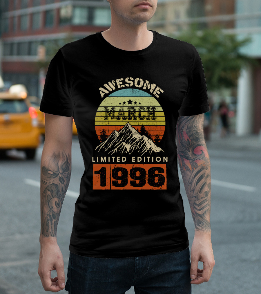 Awesome March 1996 Vintage Birthday T-Shirt