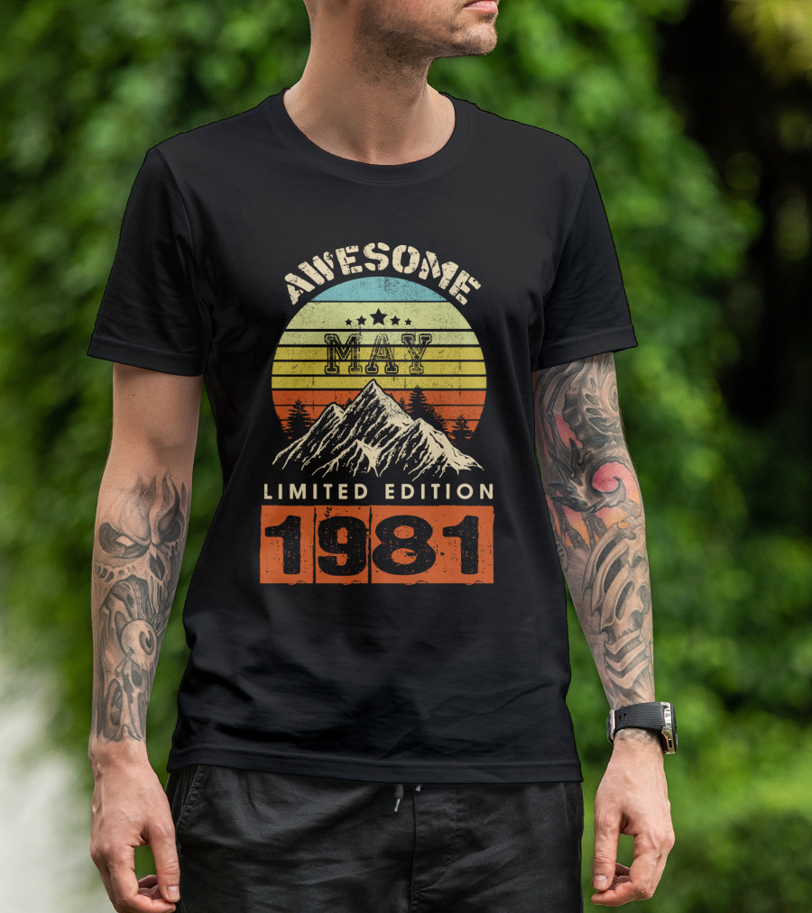Awesome May 1981 Vintage Birthday T-Shirt
