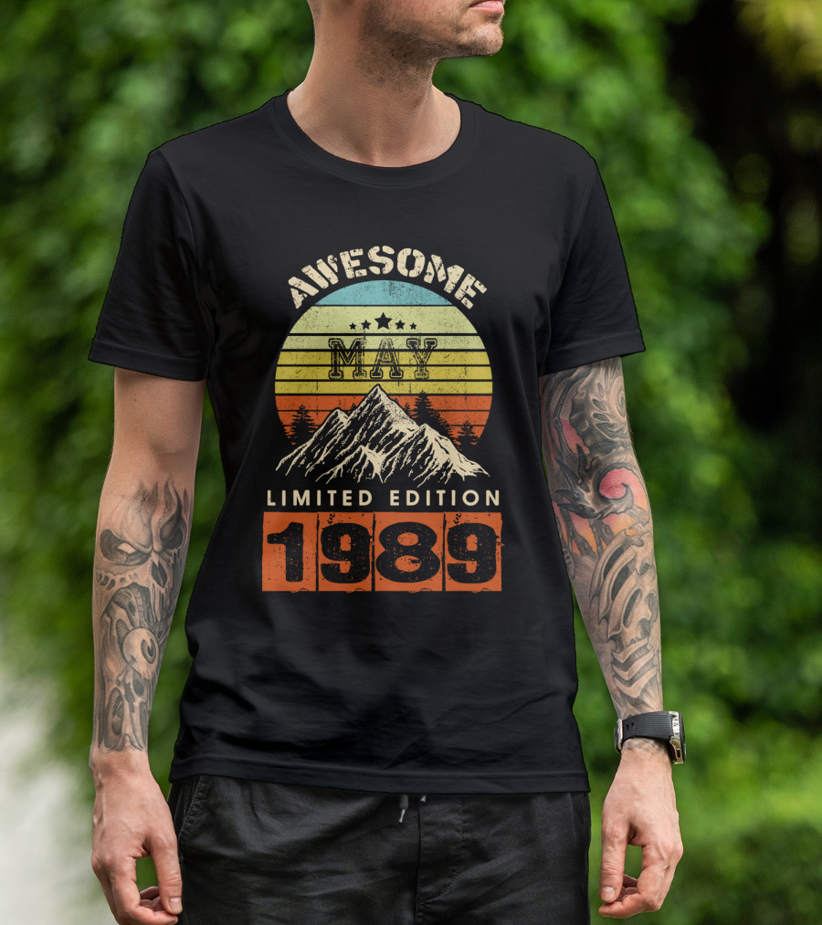 Awesome May 1989 Vintage Mountain Sunset T-Shirt