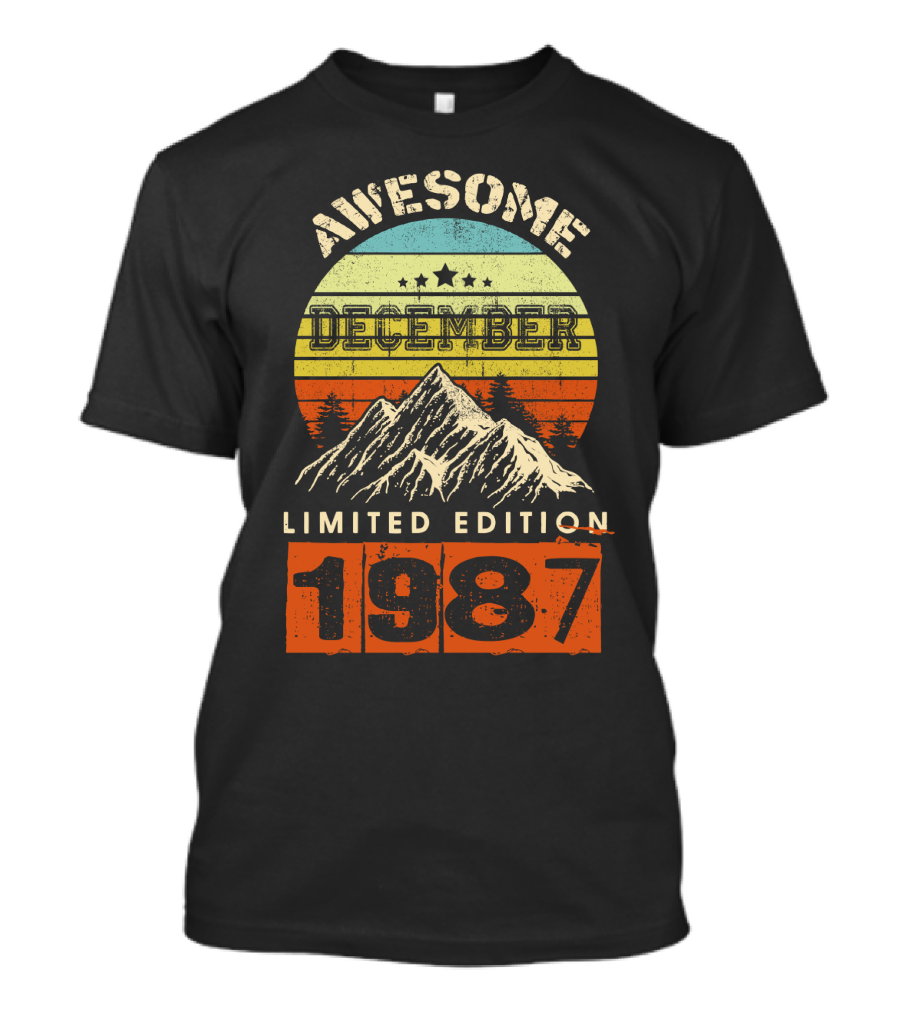 Awesome December 1987 Vintage Mountain Sunset T-Shirt