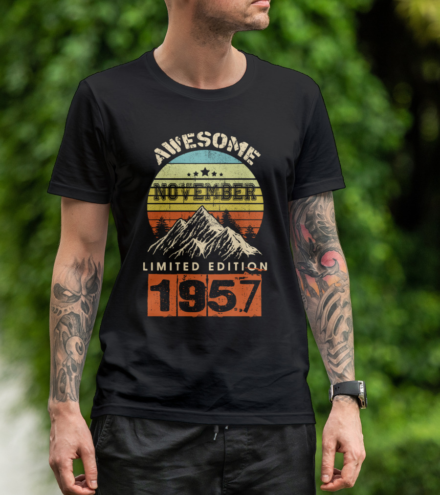 Awesome November 1957 Vintage Mountain Sunset T-Shirt