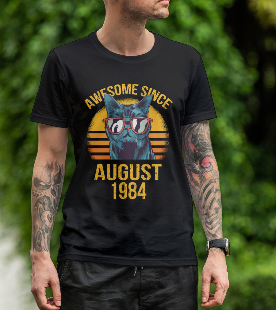 Awesome Cat Dad Since August 1984 T-Shirt