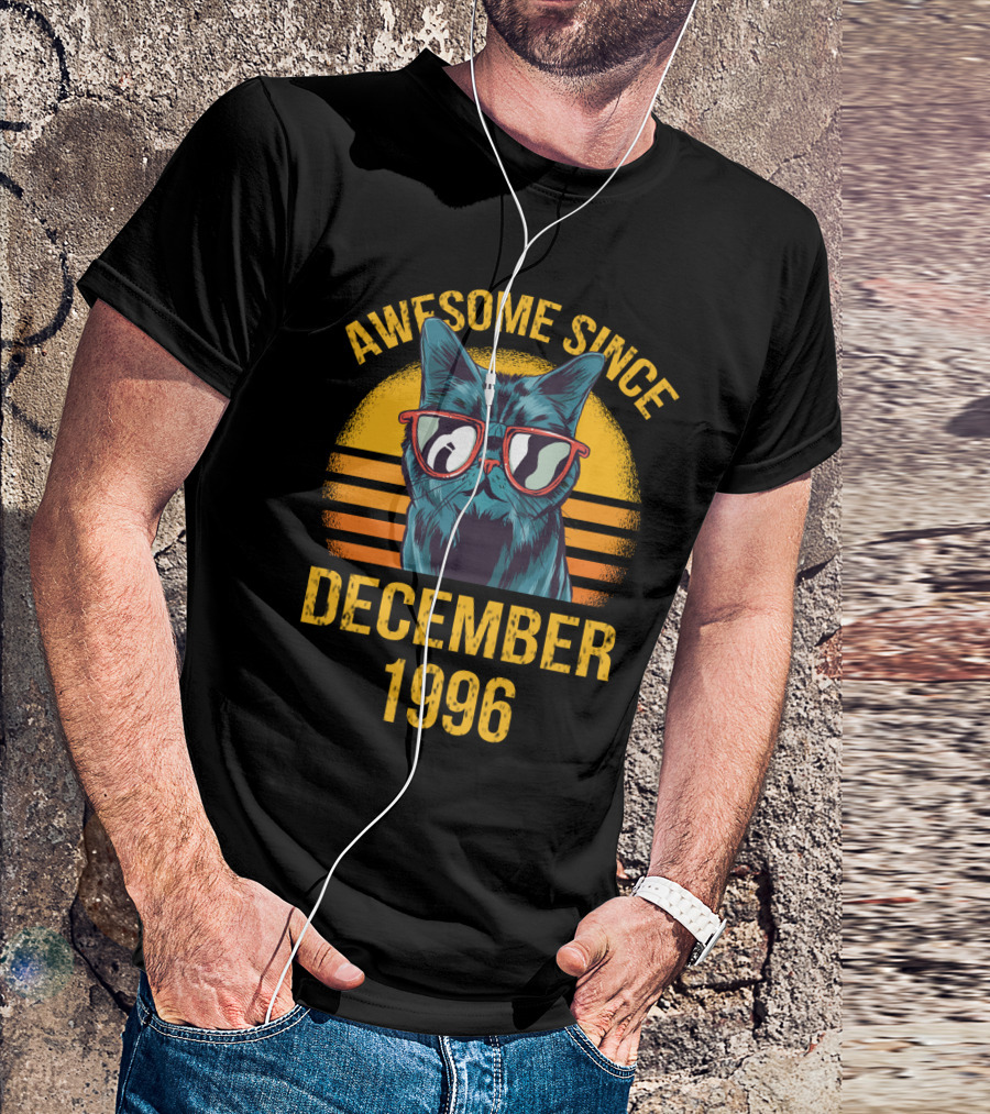 Awesome Since December 1996 Cat In Sunglasses T-Shirt