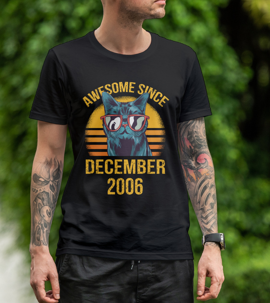 Awesome Since December 2006 Retro Cat With Sunglasses T-Shirt