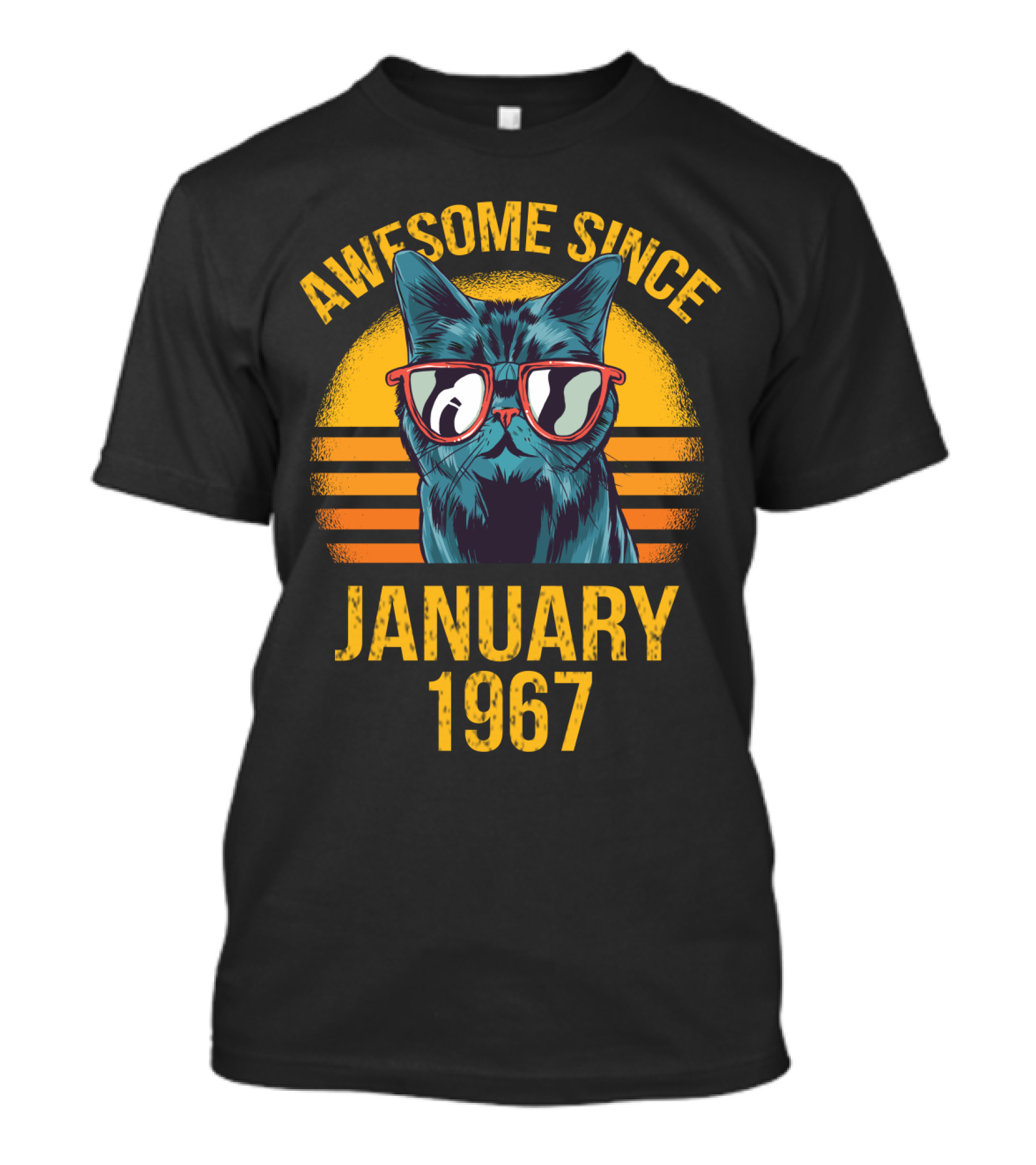 Awesome Since January 1967 Cat With Sunglasses Retro Vibe T-Shirt