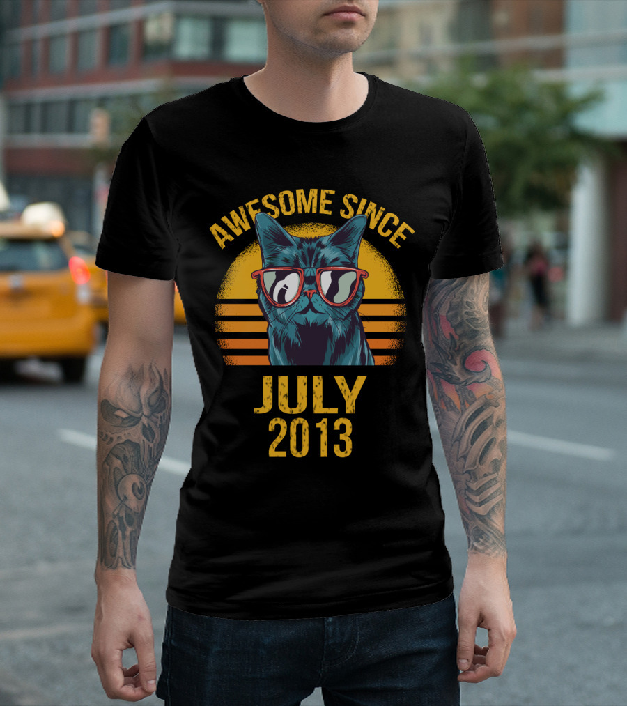 Awesome Cat With Sunglasses Since July 2013 T-Shirt