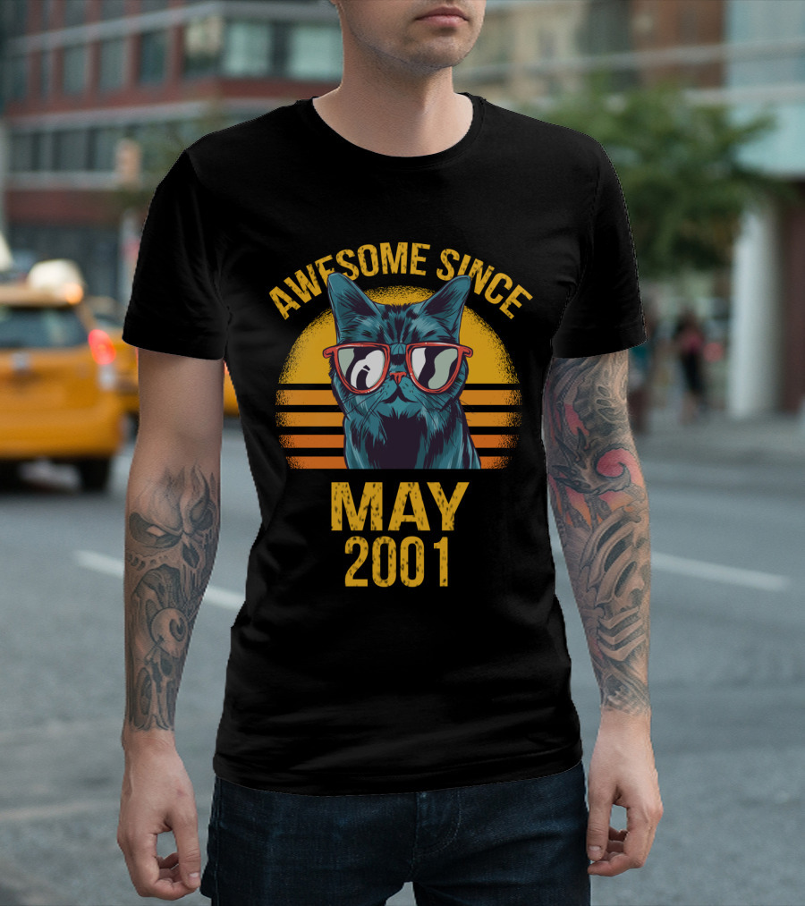Awesome May 2001 Cat Dad Ever T-Shirt