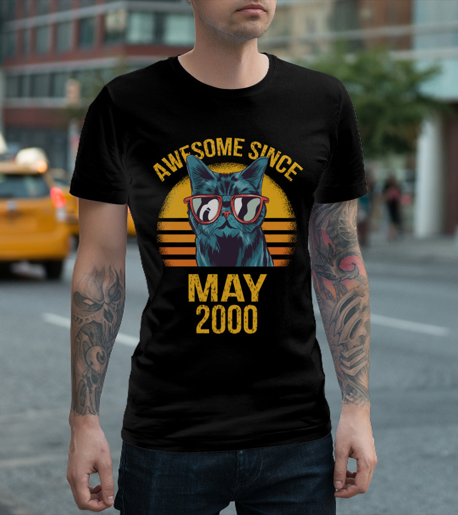 Awesome Since May 2000 Cat With Sunglasses T-Shirt