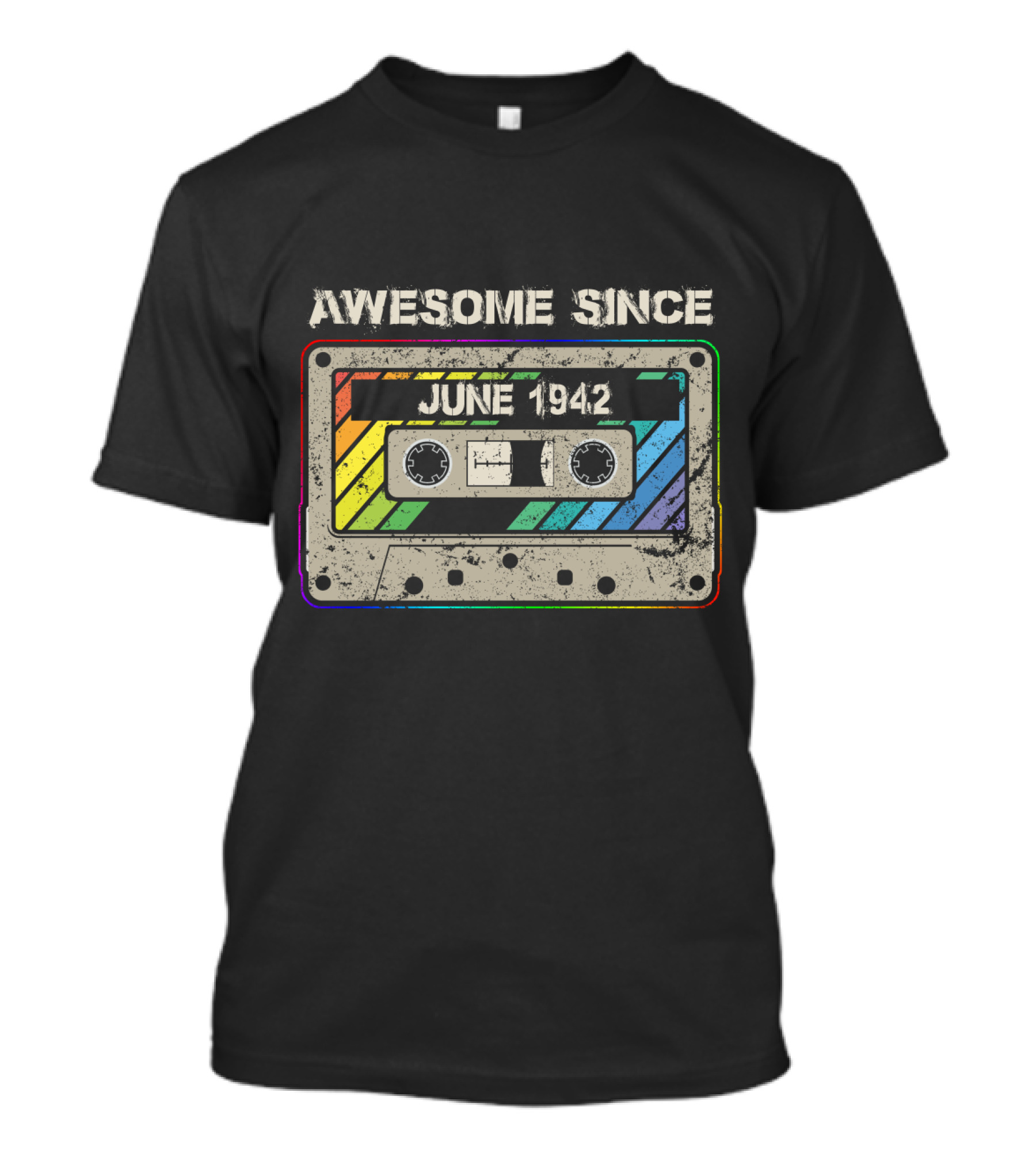 Awesome Since June 1942 Cassette Tape Vintage Retro T-Shirt