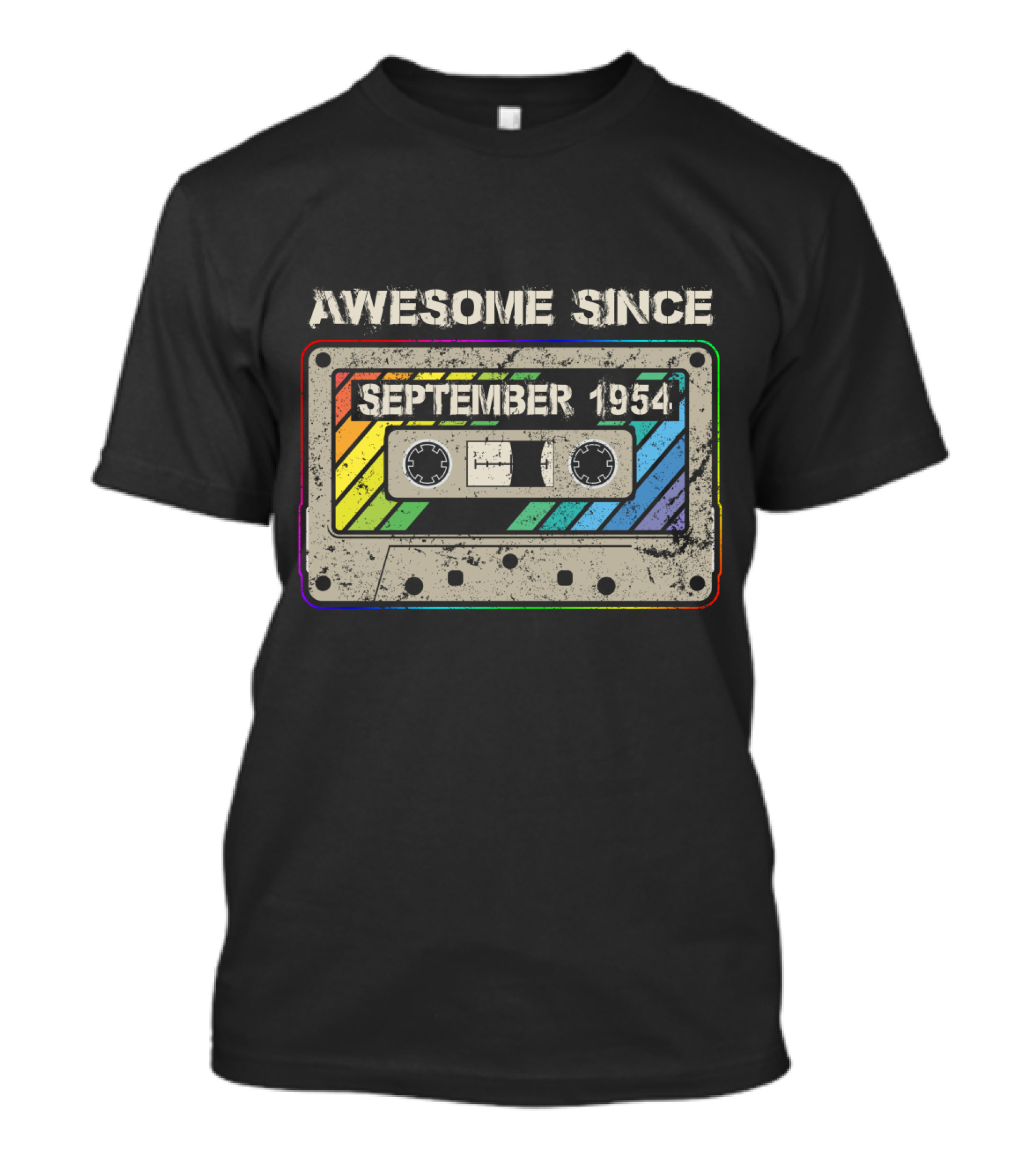 Awesome Since September 1954 Rainbow Cassette Tape Retro T-Shirt